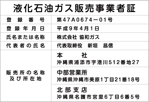 液化石油ガス販売事業者証